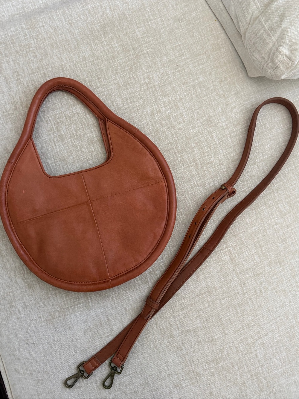 Anthropologie Julien Leather Tote Bag Cognac/Brown